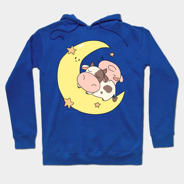 Crescent Moon Cow and Pig Hoodie by saradaboru